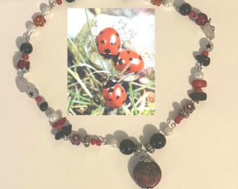 Beaded Ladybug Choker | Affordable, Homemade, Nature, Downtown Girl