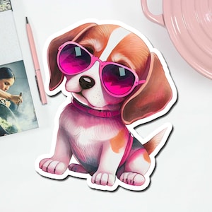 Beagle Sticker for Laptop, Dog Stickers, Cute Puppy Stickers, Waterproof Vinyl Stickers for Water Bottles, Beagle Lover Gifts, Dog Mom Gift