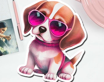 Beagle Puppy Sticker, Waterproof Dog Mom Gift