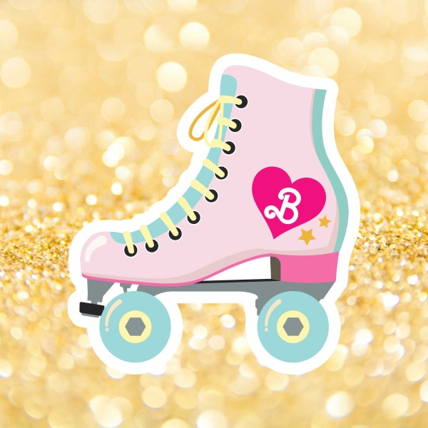 Barbi roller skates Sticker, Cute Doll Sticker for Birthday Party, Water bottle, Waterproof vinyl decal for laptop