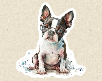 Boston Terrier Sticker for Water Bottles, Boston Terrier Lovers Gift, Waterproof Vinyl Sticker for Car Window, Gift for Dog Lovers