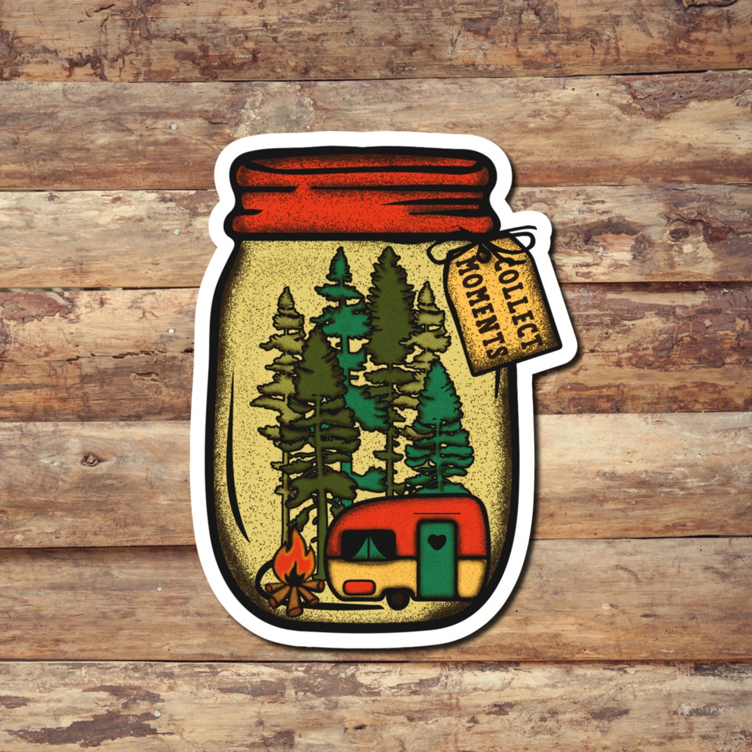 Camping Stickers, Retro Camper Decal, Vintage Camping Sticker