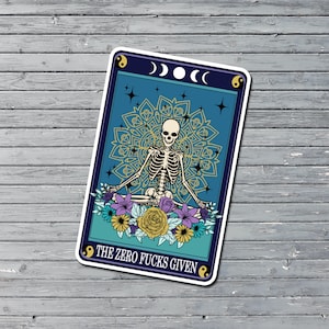 Zero F Given Skeleton Tarot Card Waterproof Vinyl Sticker for Water Bottles Self Gifts