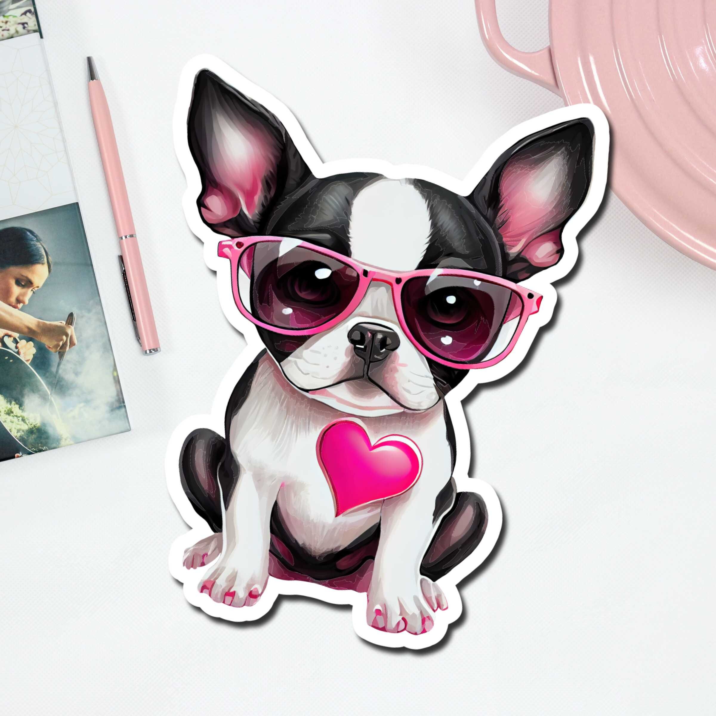 Boston Terrier Sticker, Waterproof Vinyl Sticker for Water Bottles