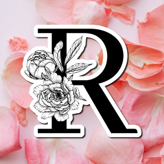 Letter R Sticker, Flower Initial Stickers, Waterproof Stickers for Water  Bottles, Flower Alphabet Vinyl Stickers, Floral Decals for Tumblers 
