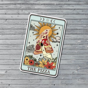 Tarot Card Sticker, Pizza Sticker, Gift for Pizza Lover, Pizza Gifts, Water Bottle Stickers, Food Lover Waterproof Vinyl Stickers