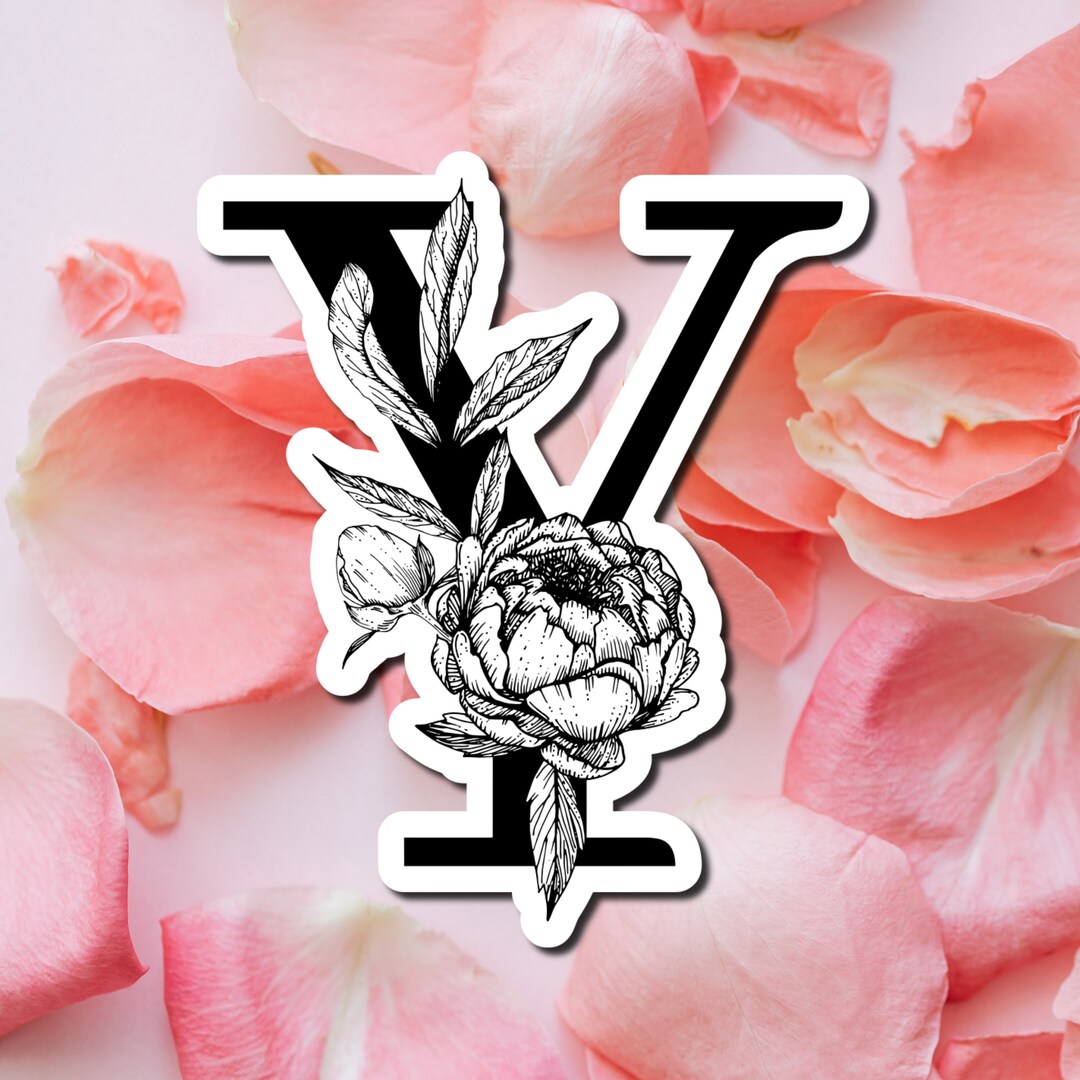 Letter Y Floral Vinyl Sticker, Waterproof Initial Decal - Etsy