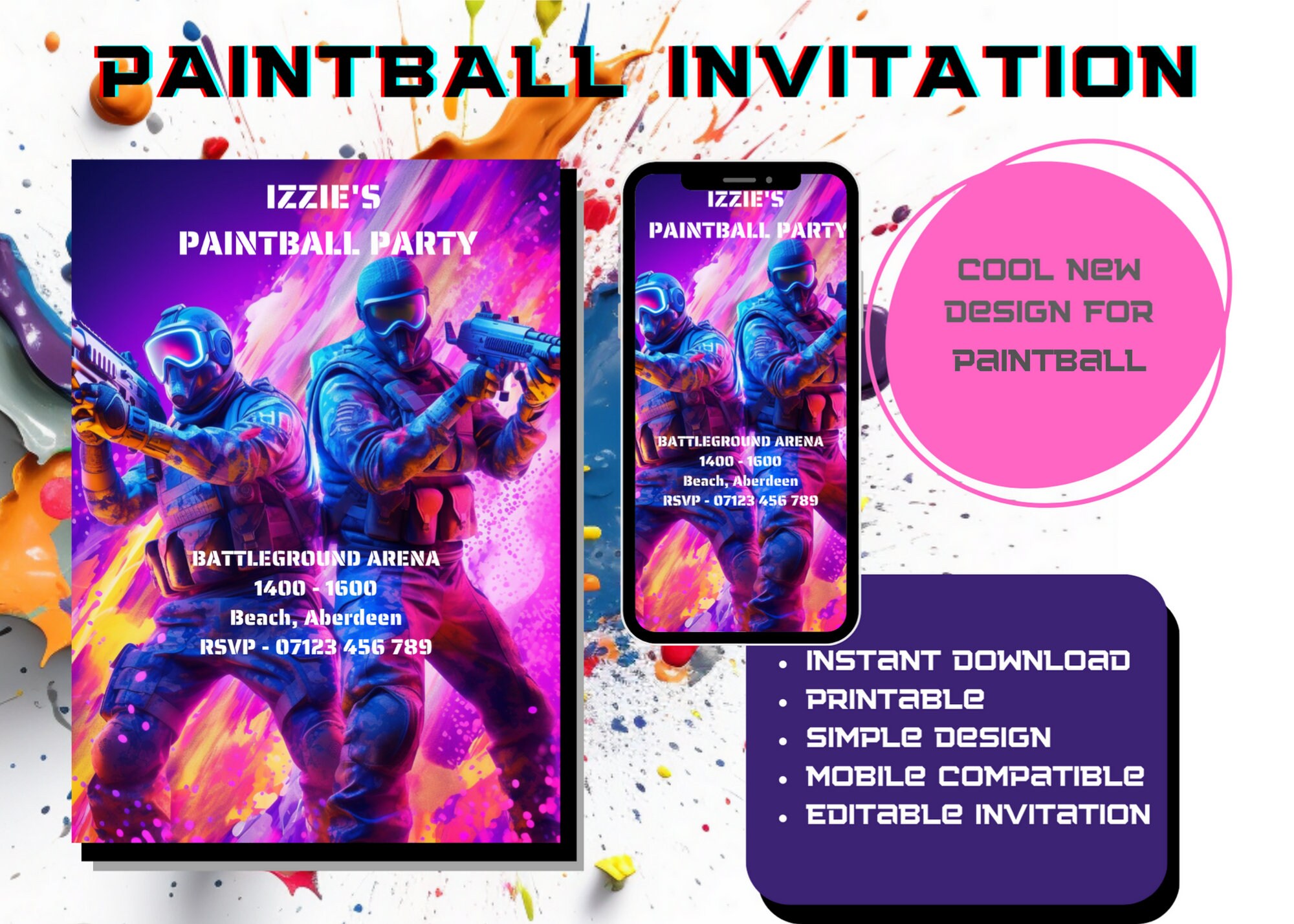 Paintballing Birthday Party Paintball / Paintballing Etsy