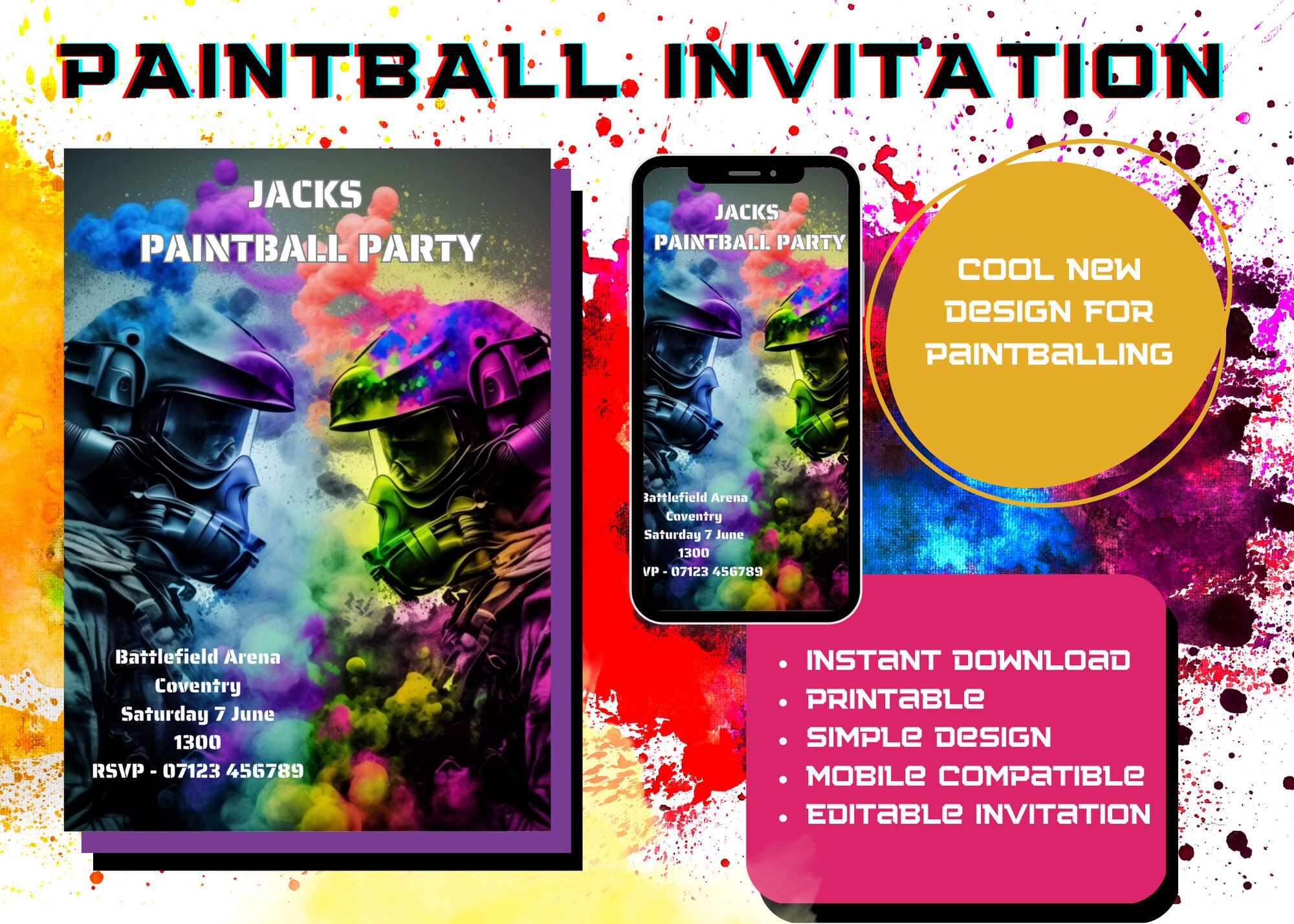 Paintballing Birthday Party Paintball / Paintballing Etsy