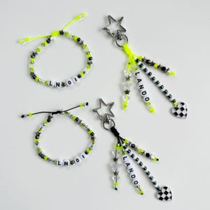 Ensemble de bracelets porte-clés en perles Lando Norris : accessoires inspirés d'un casque F1, breloque pour sac F1