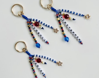 Red Bull Formula 1 Beaded Keychain / F1 Bag Charm: Max Verstappen / Isack Hadjar