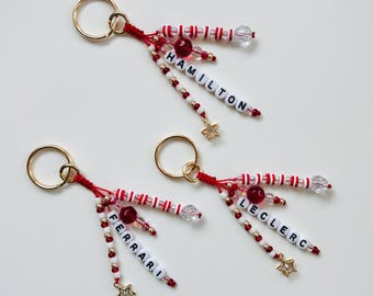Ferrari Formula 1 Beaded Keychain / F1 Bag Charm: Charles Leclerc / Lewis Hamilton