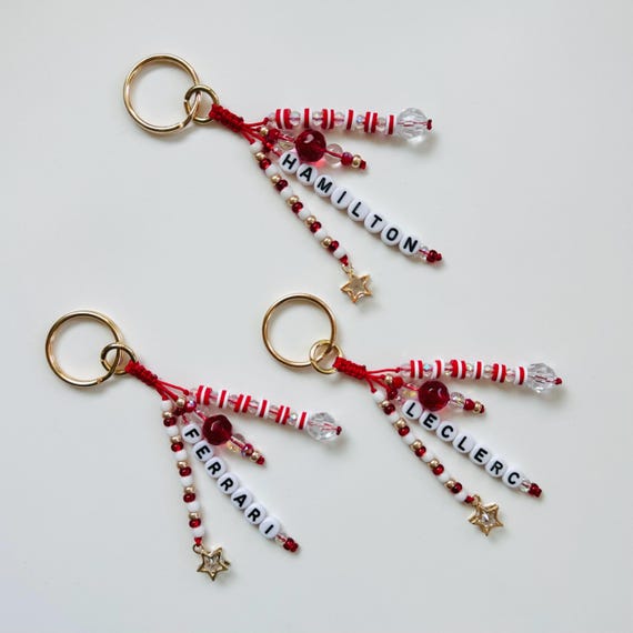 Ferrari Formula 1 Beaded Keychain / F1 Bag Charm: Charles Leclerc / Lewis Hamilton