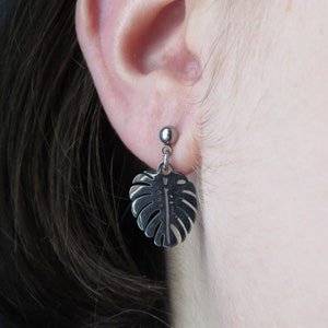 Monstera Leaves Stainless Steel Earrings Plant Earring Everyday Jewelry Hypoallergenic Tropical Pendant Stud Plant Enthusiast Gift Idea