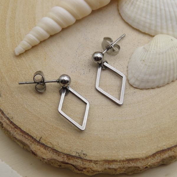 Geometric Rhombus Shape Stainless Steel Earrings Lozenge Earring Everyday Jewelry Hypoallergenic Stainless Steel Stud Fidget Earrings