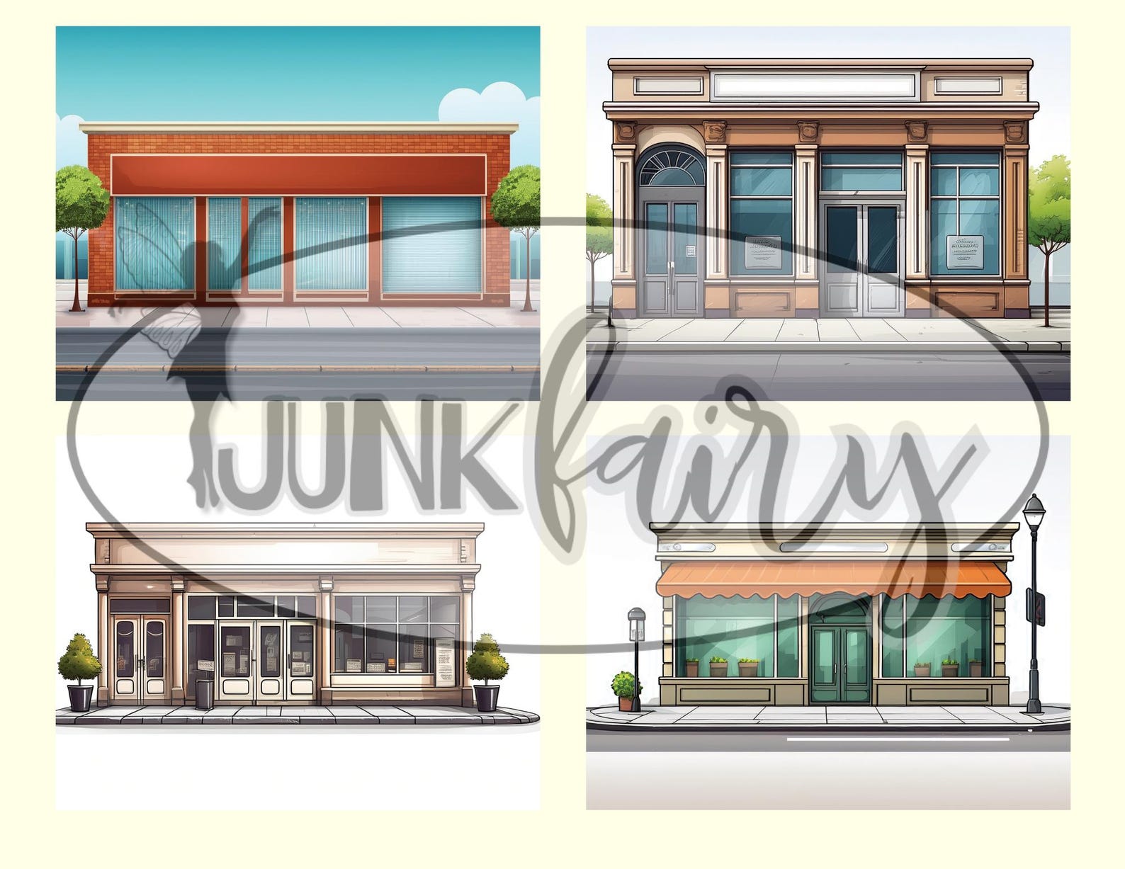 Empty Storefront Backgrounds – 20 Printable Journal & Scrapbook Pages ...