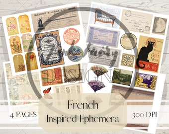 French Ephemera Kit: Vintage Scrapbook Paper (Digital Product)