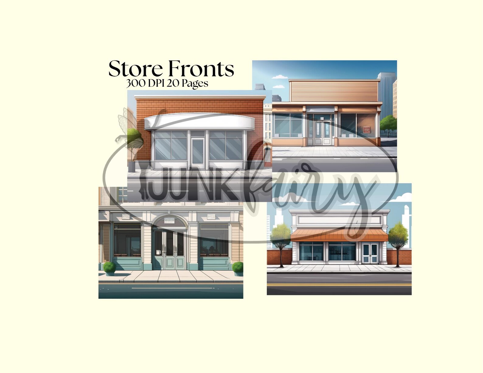 Empty Storefront Backgrounds – 20 Printable Journal & Scrapbook Pages ...