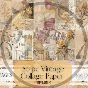 Vintage Scrapbook Paper | Junk Journal Ephemera | Collage Paper | Printable
