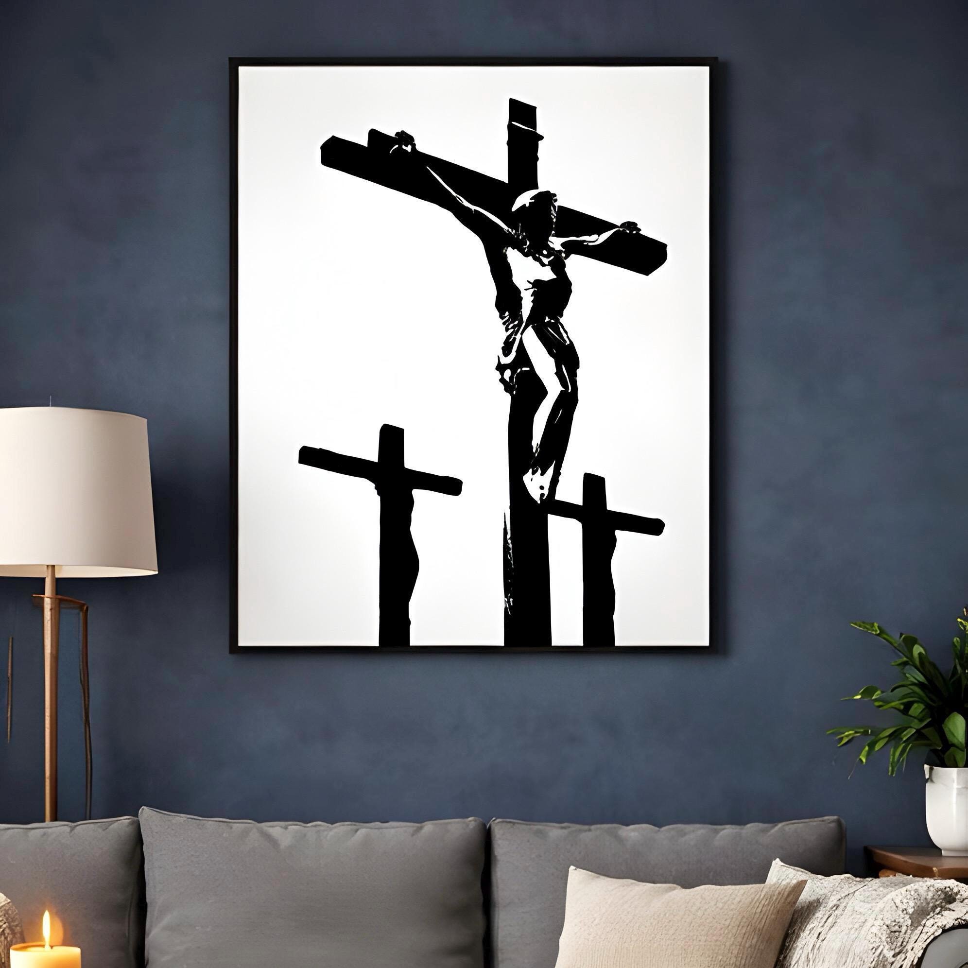 Jesus on the Cross Poster, Crucifixion Wall Art, Christian Wall Decor ...