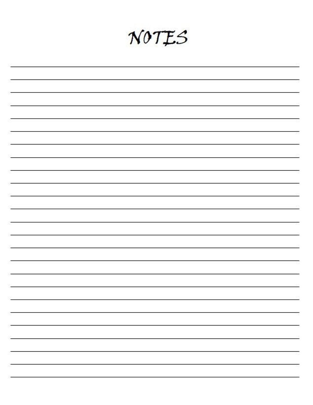 Lined College Ruled Note Paper, Printable Notes Page, Printable Notes ...