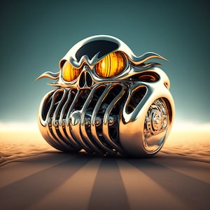 Futuristic Art, Chrome print, space art, robots, The Year 10,000, Alien Art