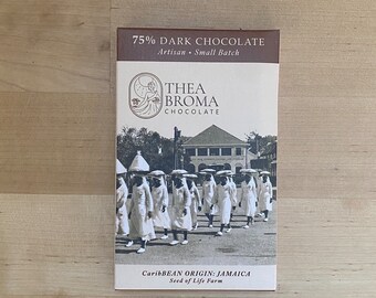 Dark Chocolate, 75% Jamaica, Single Origin chocolate bars, bean to bar chocolate, craft chocolate, chocolate, artisan chocolate, handmade