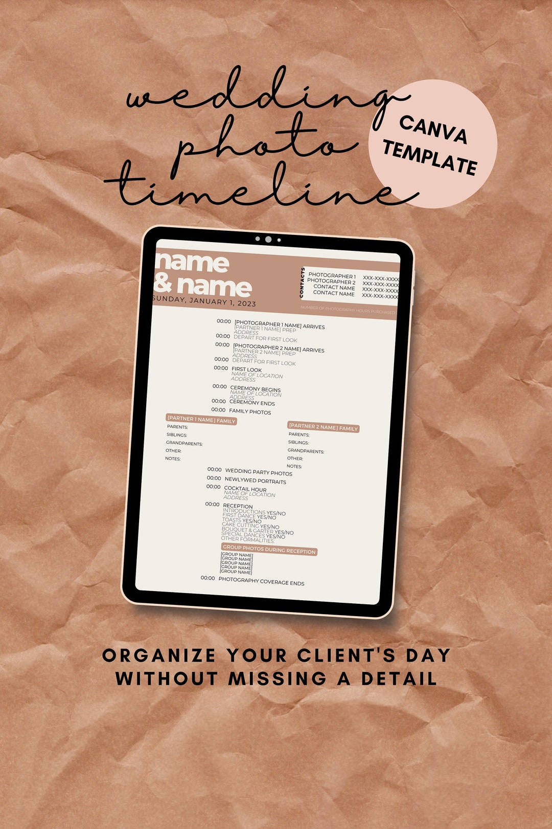 Wedding Photography Timeline Template Canva Template Photographer Wedding Photography Timeline Template Canva Template Photographer