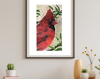 Cardinal Watercolor Digital Print 8x10