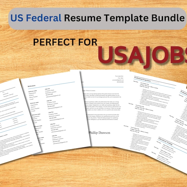 US Federal Resume Template | Microsoft Word Editable Government Resume for USAJOBS + Cover Letter + References | Professional CV Resume