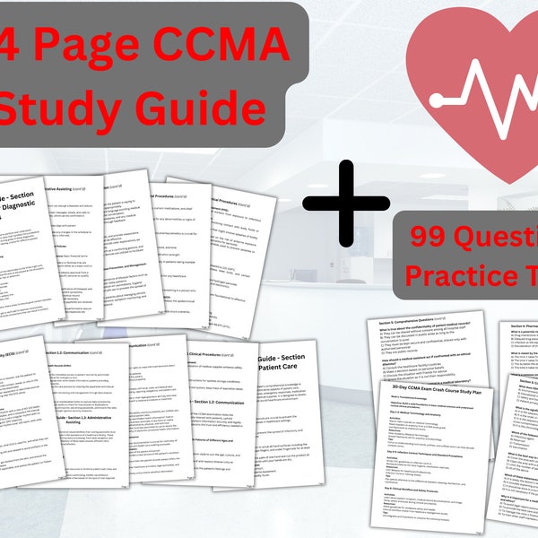 CCMA Study Guide Printable PNG Bundle | Medical Assistant Certification Practice Exam Digital Download | US Letter Standard pdf Printables