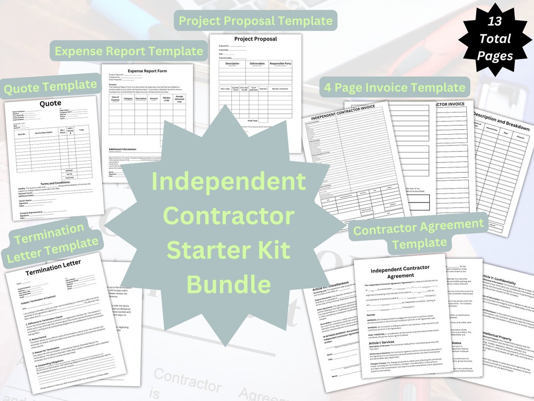 Huge Independent Contractor Agreement Printable PNG Bundle | Contractor ...