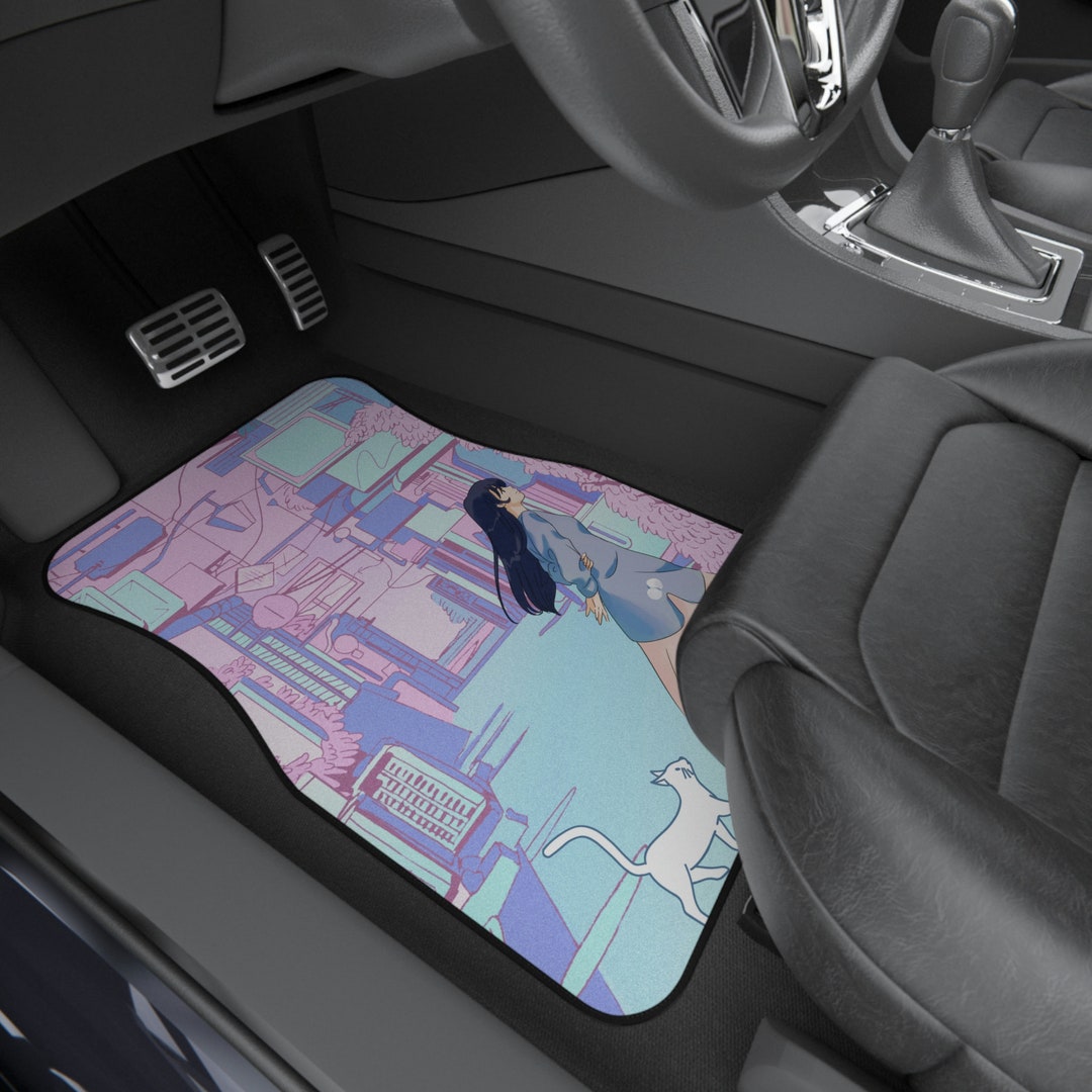 Cute Anime Car Mats set of 4 Aesthetic Pink Anime Style Etsy