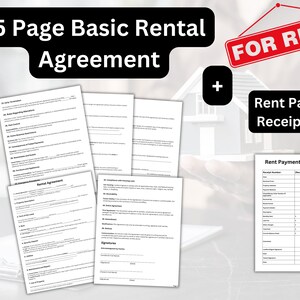 Paquete imprimible de contrato de alquiler básico de 6 páginas / Descarga digital de contrato de alquiler PNG / Guía imprimible de contrato de alquiler de casa