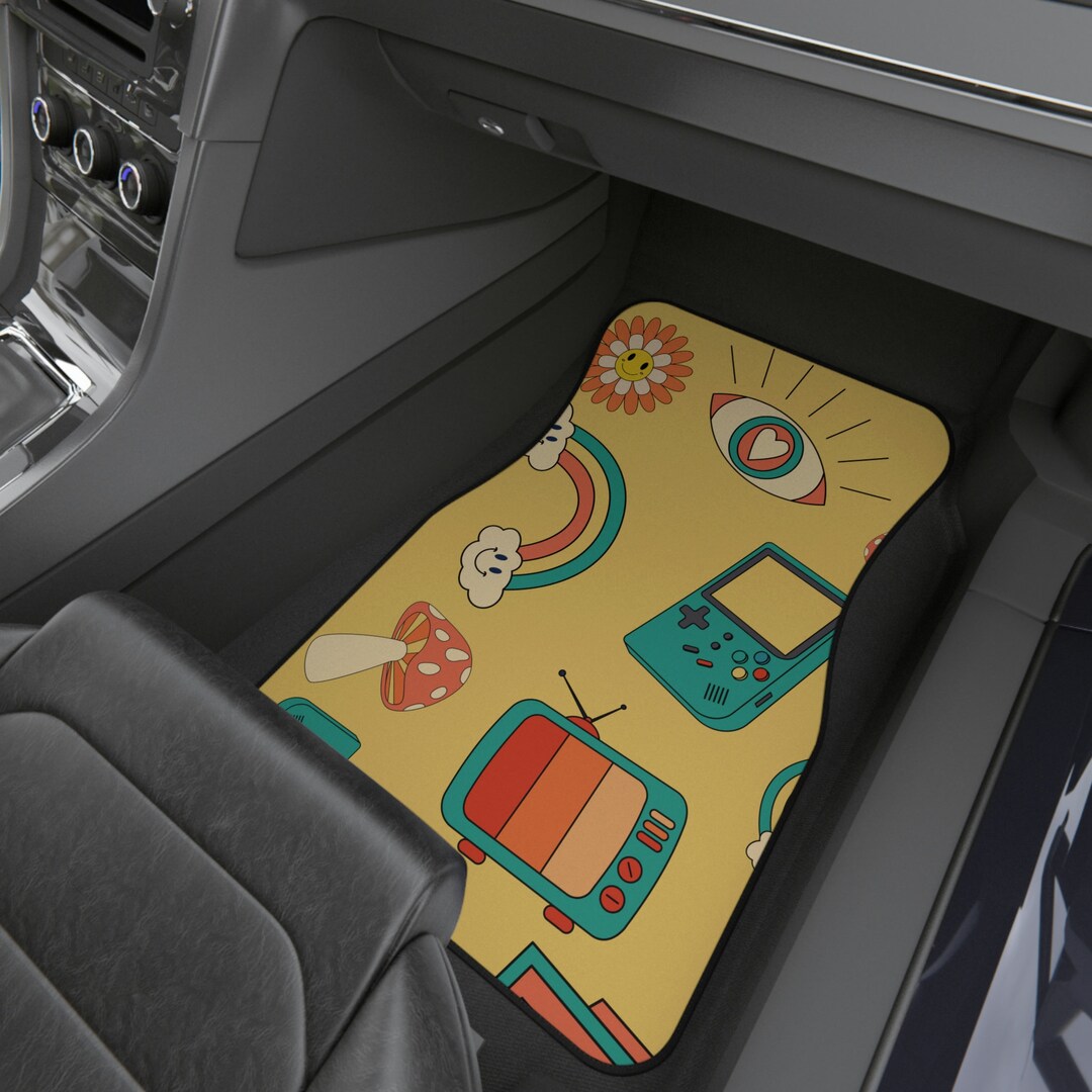 Cute Vintage 70s Retro Hippie Car Mats set of 4 Custom Trending Vintage