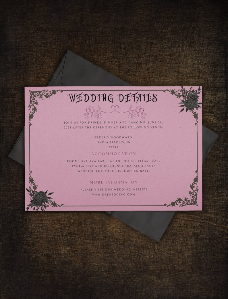 Gothic Wedding Canva Digital Invitation Template 5 Pack Etsy