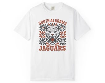 South Alabama Jaguars Head T-Shirt | Retro Floral Mascot Tee