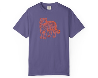 Tiger Mascot Graphic T-Shirt, Unisex Sizing, Casual Wear, Gift for Animal Lovers, Unique Vintage Style, Everyday Comfort