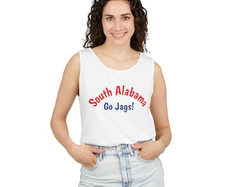 South Alabama Go Jags Tank Top, Unisex Sportswear, Summer Outfit, College Spirit Wear, Game Day Apparel, Casual Wear