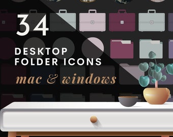 Desktop Folder Icons – 34 Aesthetic Mac & Windows Organizer (Digital Download)