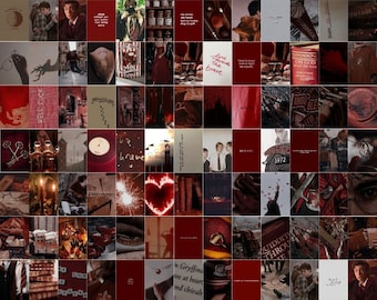 100Pcs Gryffindor Wizard Wall Collage Kit - Set of Magical Red Houses Aesthetic Photo Prints, Gryffindor Wall Pictures (Digital Download)