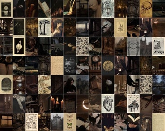 160 PCS Dark Academia Aesthetic Wall Decor - Vintage Poster Wall Collage Kit - 4"x6" Prints - Digital Download