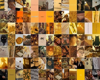 100Pcs Hufflepuff Wizard Wall Collage Kit - Set of Magical Yellow Houses Aesthetic Photo Prints, Hufflepuff Wall Pictures (Digital Download)