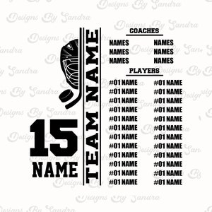 hockey customizable team roster svg, customizable team name, hockey team list, hockey DIY team roster tshirt design eps, roster, hockey pdf