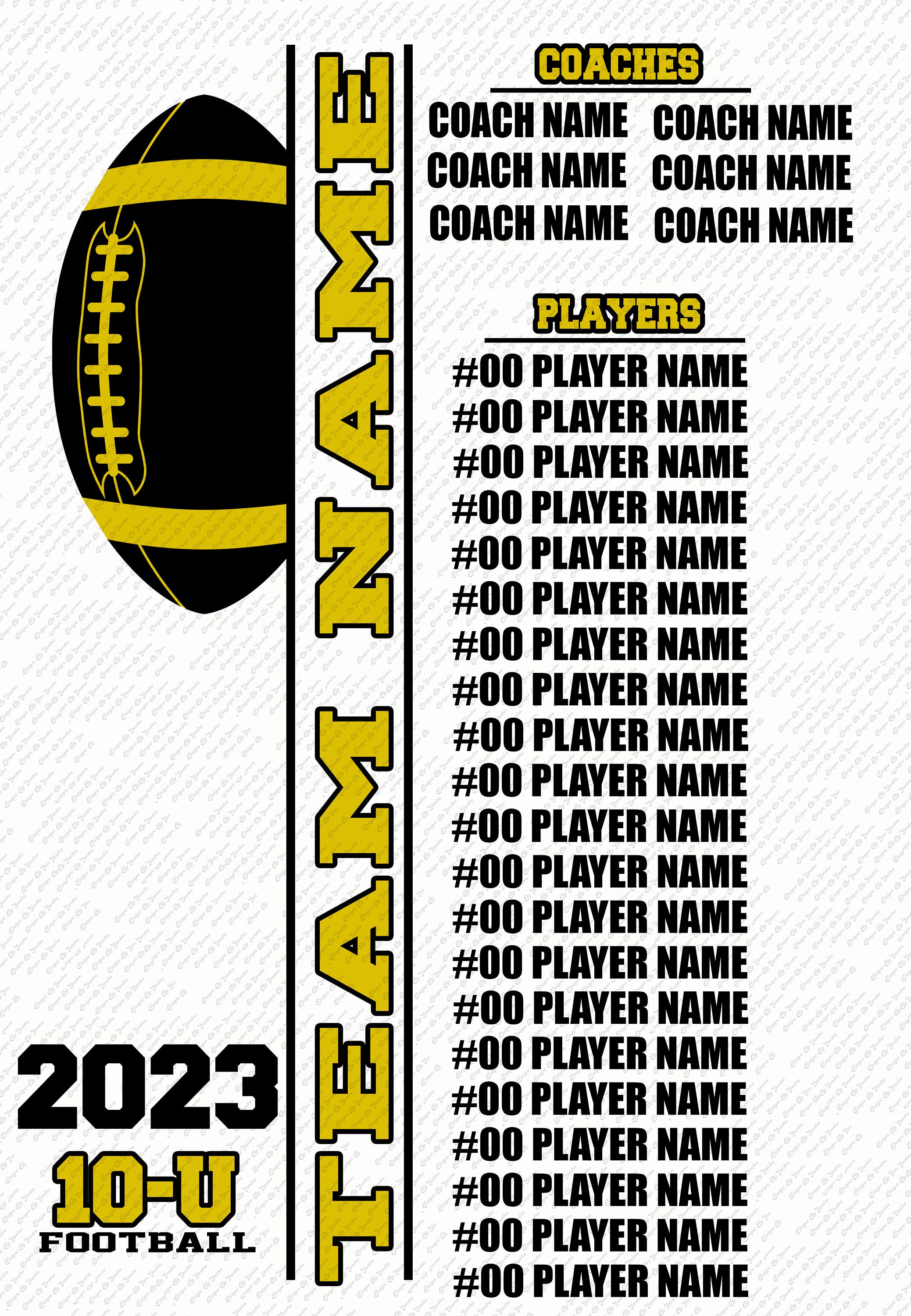 Football Custom Team Roster Card Football Roster Card Etsy