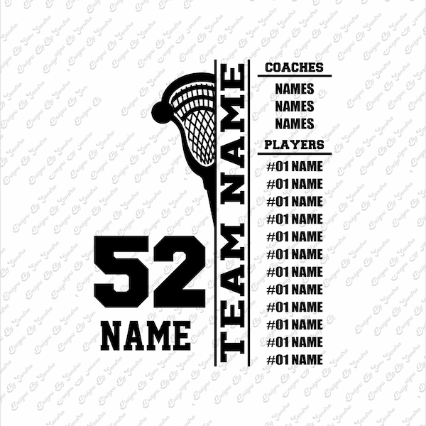 Lacrosse customizable team roster svg, Lacrosse customizable team roster eps, customizable team name, Lacrosse team list, Soccer player list