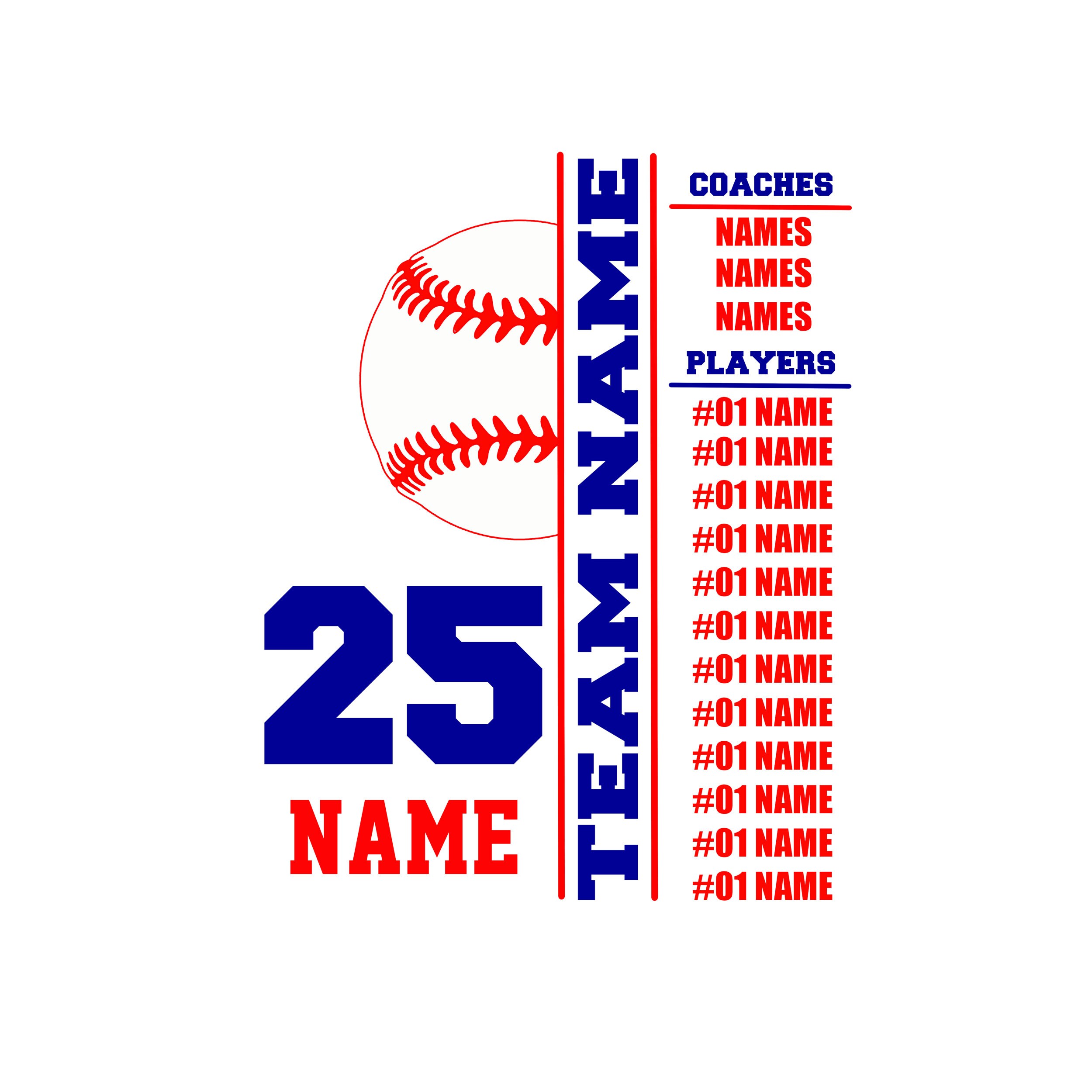 Baseball Custom Team Roster Png Softball Custom Team Roster Etsy