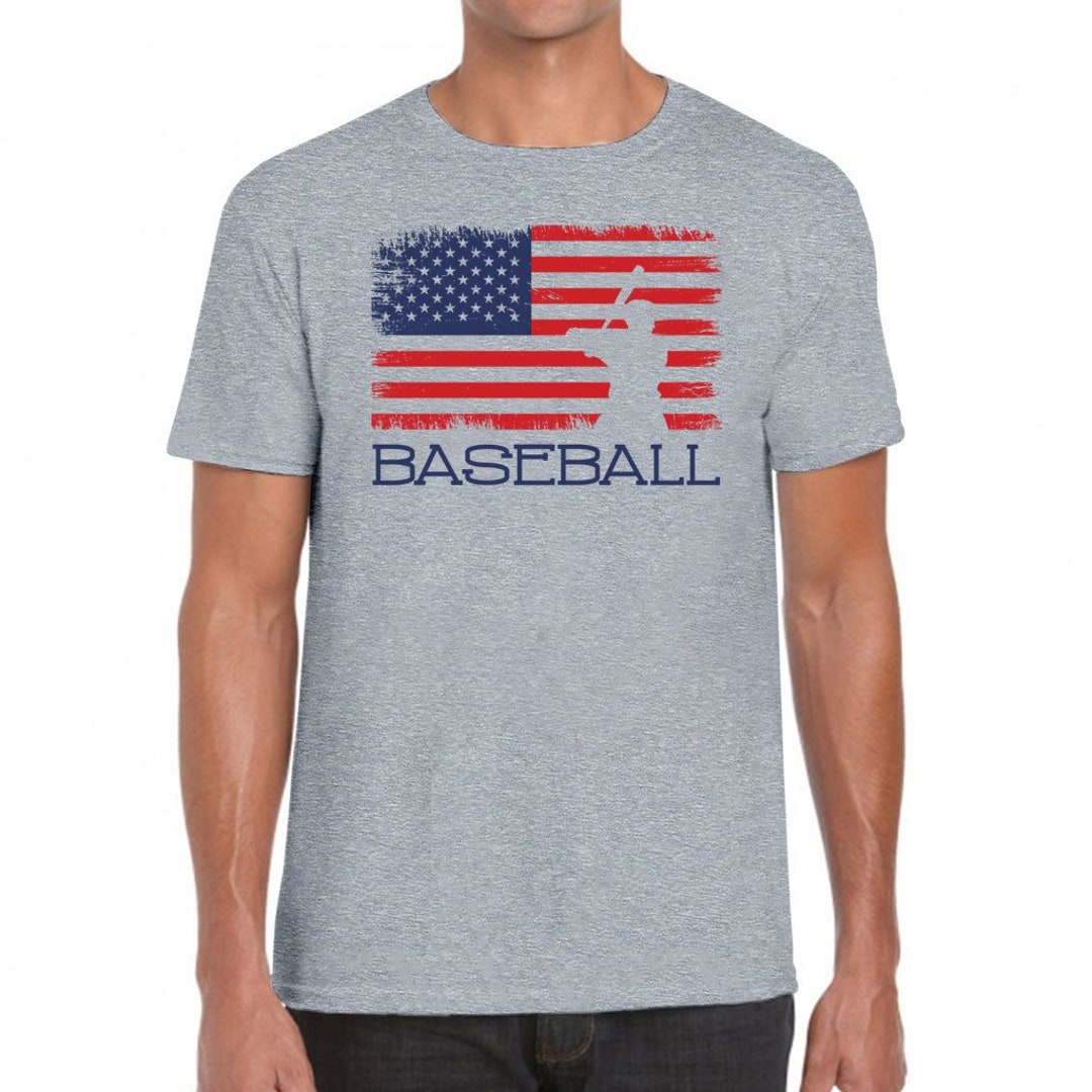 Baseball American Flag Tshirt Red White & Blue Baseball Etsy