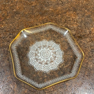 Small etched plate with gold trim