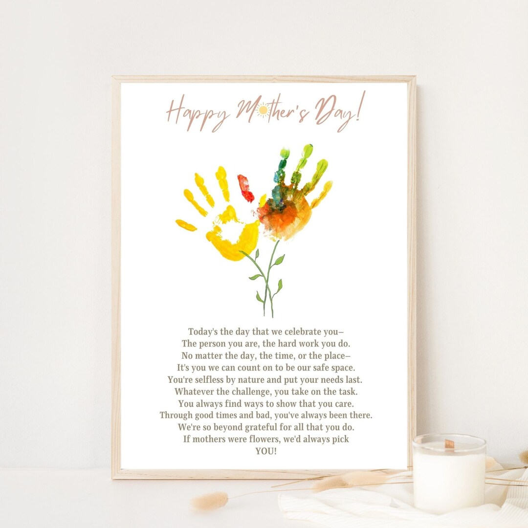 Mother's Day Handprint Craft Mother's Day Flower Poem DIY Craft Toddler ...